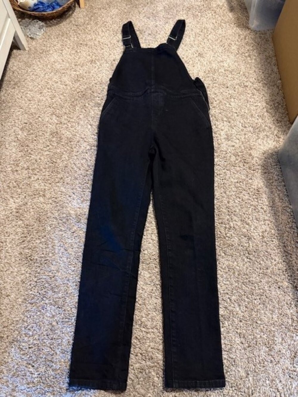 Treasure & Bond Black Denim Straight Leg Overalls Sz M